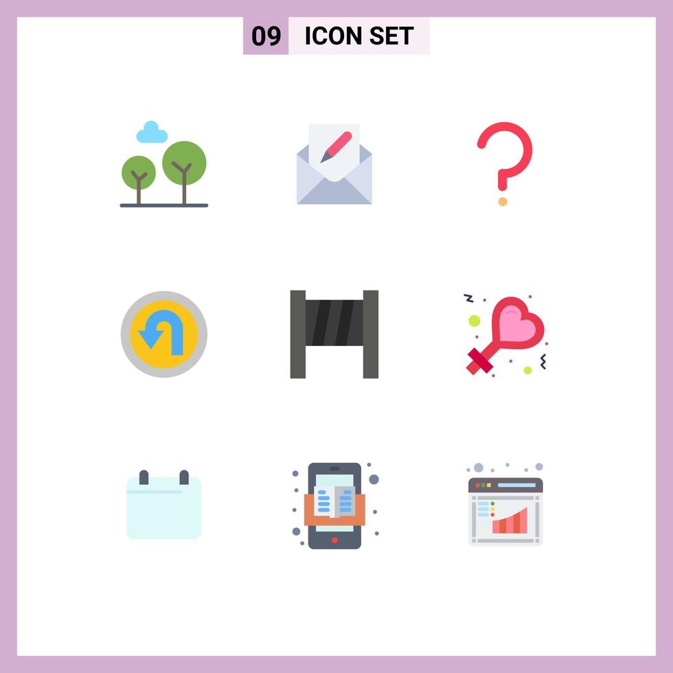 9 Universal Flat Color Signs Symbols of tools way help navigation arrow Editable Vector Design Elements
