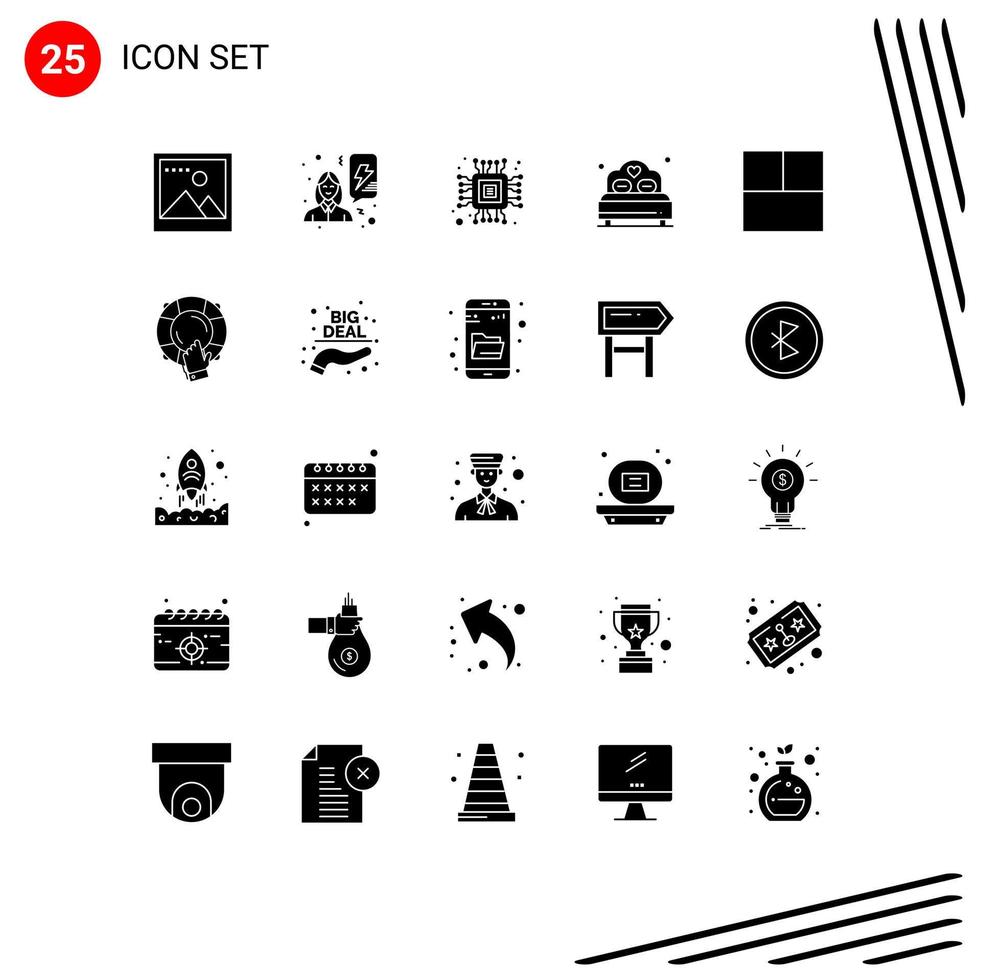 Group of 25 Modern Solid Glyphs Set for guard layout computer grid heart Editable Vector Design Elements