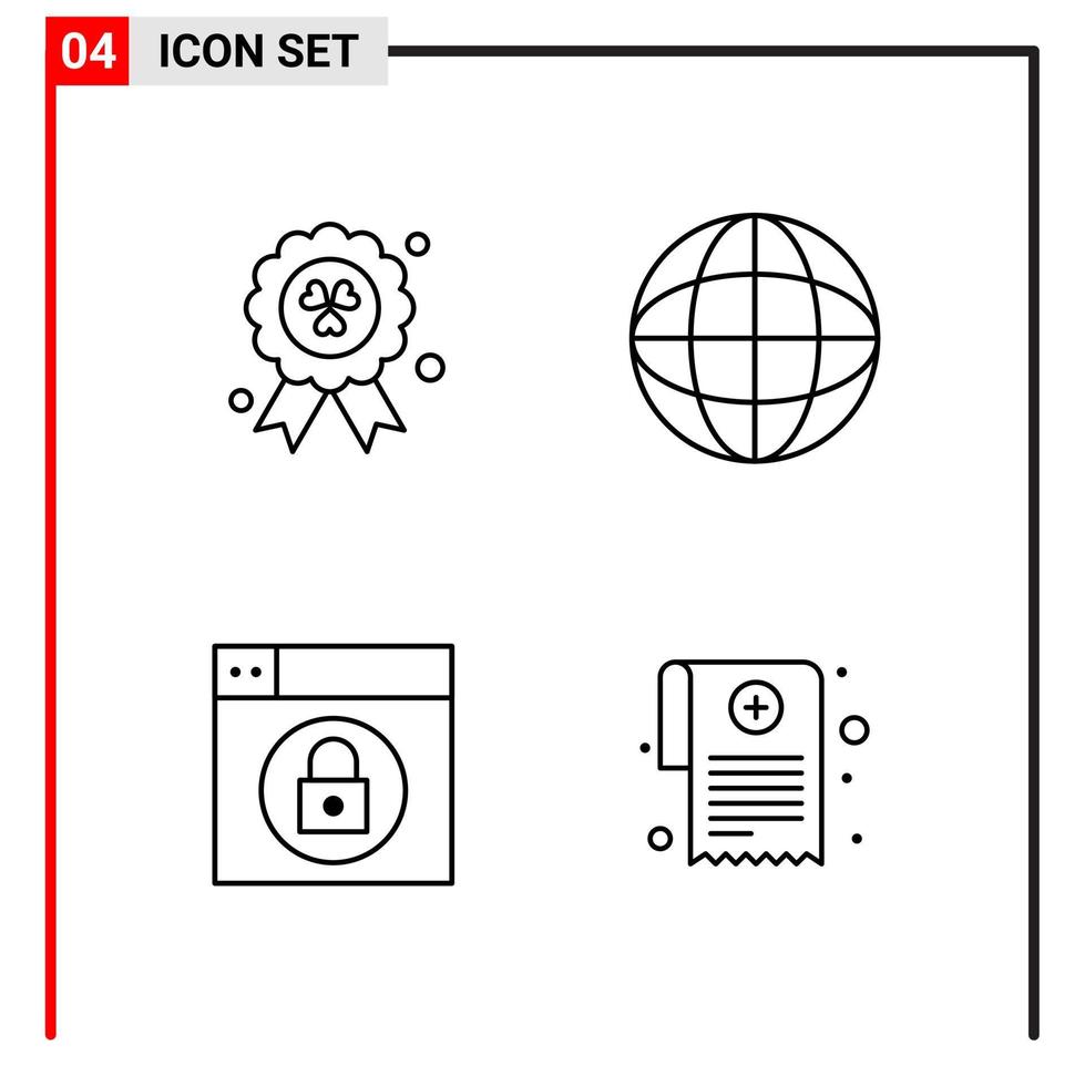 4 General Icons for website design print and mobile apps 4 Outline Symbols Signs Isolated on White Background 4 Icon Pack Creative Black Icon vector background