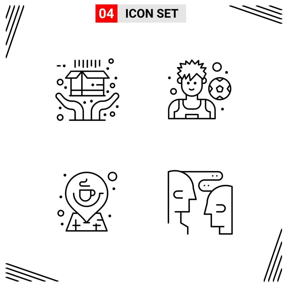 4 Icons Line Style Grid Based Creative Outline Symbols for Website Design Simple Line Icon Signs Isolated on White Background 4 Icon Set Creative Black Icon vector background