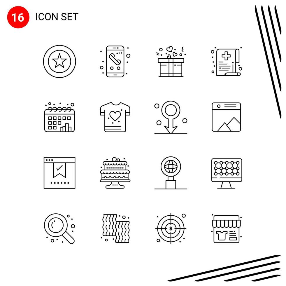 colección de 16 iconos vectoriales en estilo de línea símbolos de contorno perfecto de píxel para signos de icono de línea web y móvil sobre fondo blanco 16 iconos fondo de vector de icono negro creativo