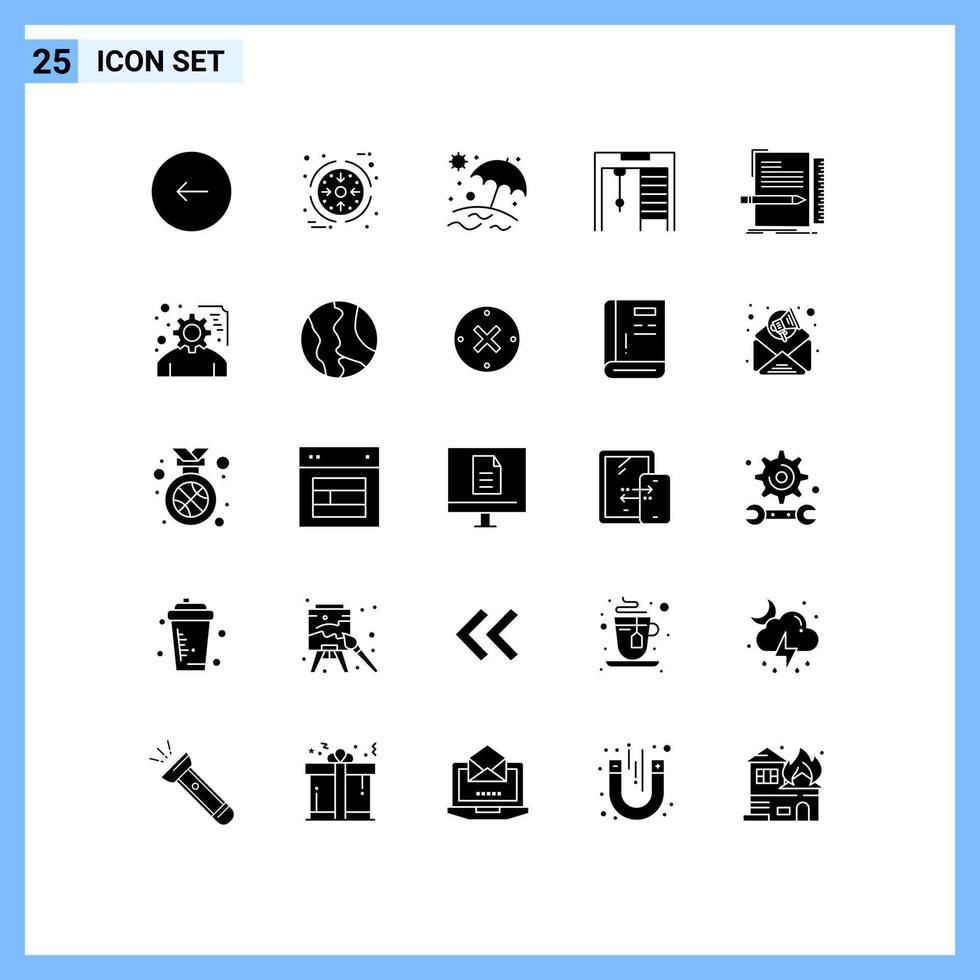 Modern Set of 25 Solid Glyphs Pictograph of file code product rings competition Editable Vector Design Elements