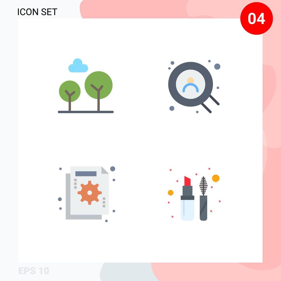 Stock Vector Icon Pack of 4 Line Signs and Symbols for cypress tree failure web analysis lips stick Editable Vector Design Elements