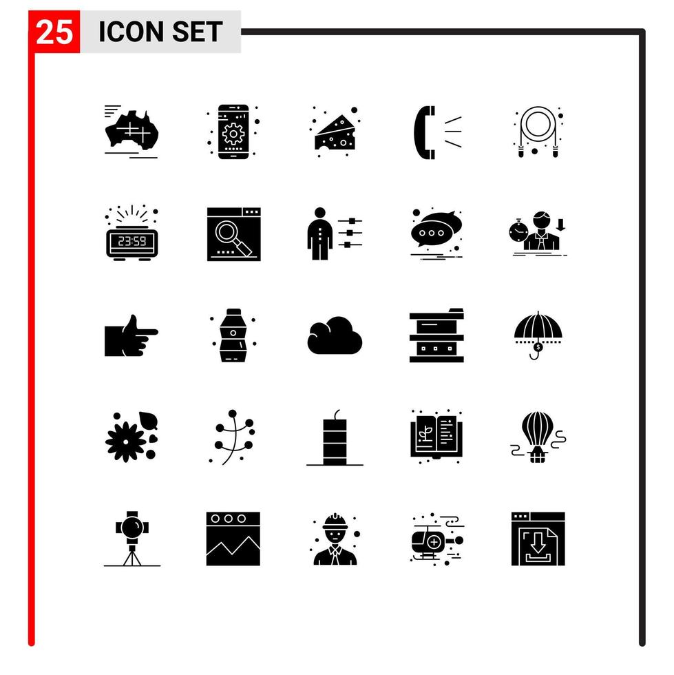 Universal Icon Symbols Group of 25 Modern Solid Glyphs of rope customer support device client support answer Editable Vector Design Elements