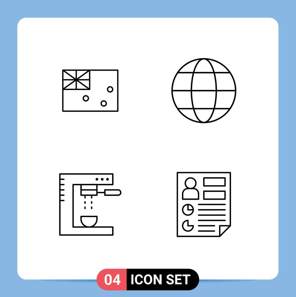 Set of 4 Modern UI Icons Symbols Signs for aussie drinks flag globe food Editable Vector Design Elements