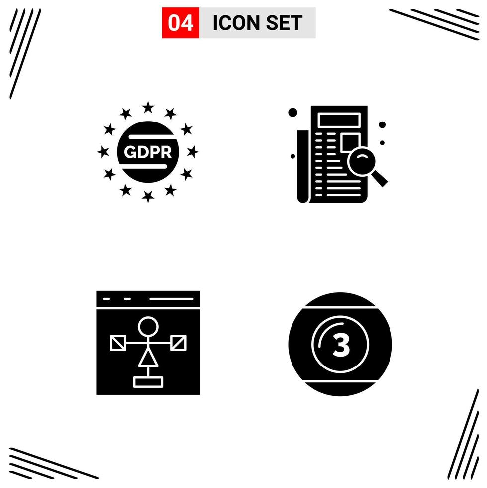 4 Icons Solid Style Grid Based Creative Glyph Symbols for Website Design Simple Solid Icon Signs Isolated on White Background 4 Icon Set Creative Black Icon vector background
