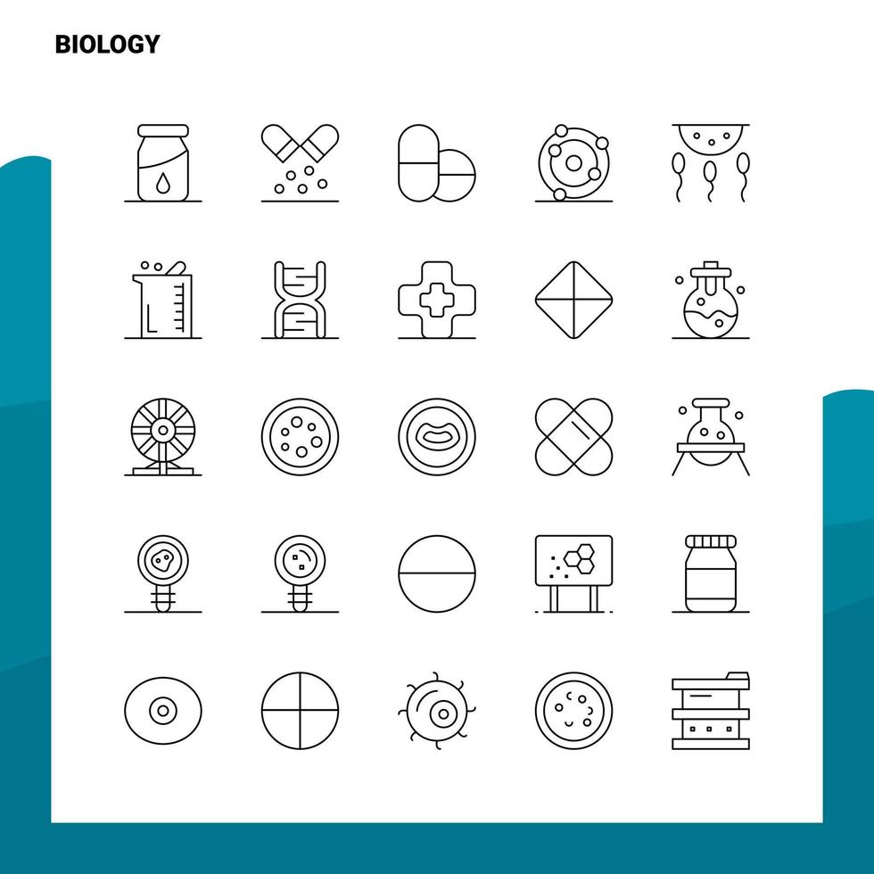 Set of Biology Line Icon set 25 Icons Vector Minimalism Style Design Black Icons Set Linear pictogram pack