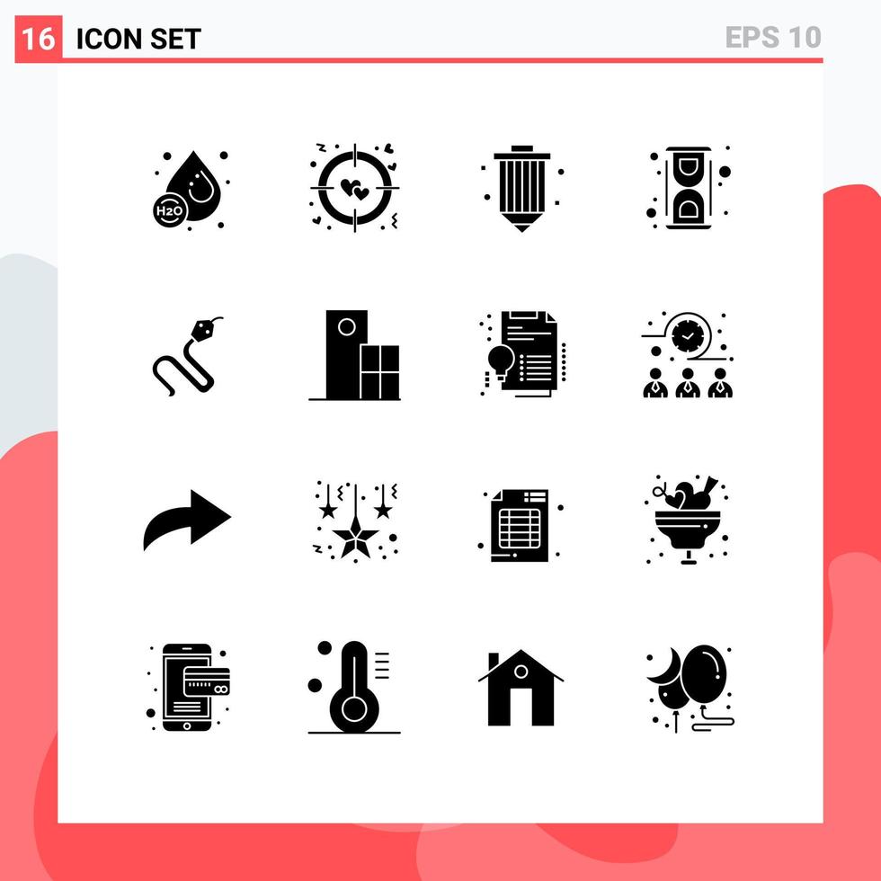 Set of 16 Modern UI Icons Symbols Signs for animal convert design laboratory chemical Editable Vector Design Elements