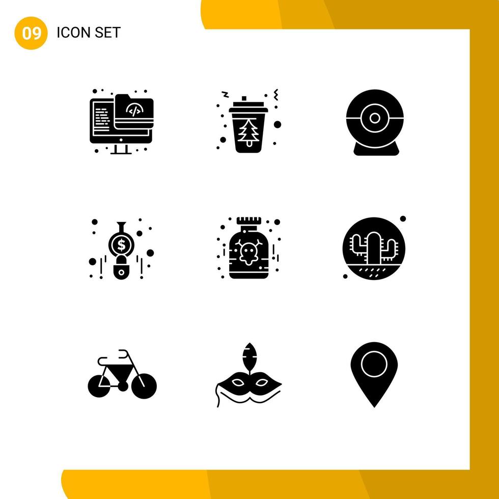 9 Solid Glyph concept for Websites Mobile and Apps medical finance tree calculator accounting Editable Vector Design Elements
