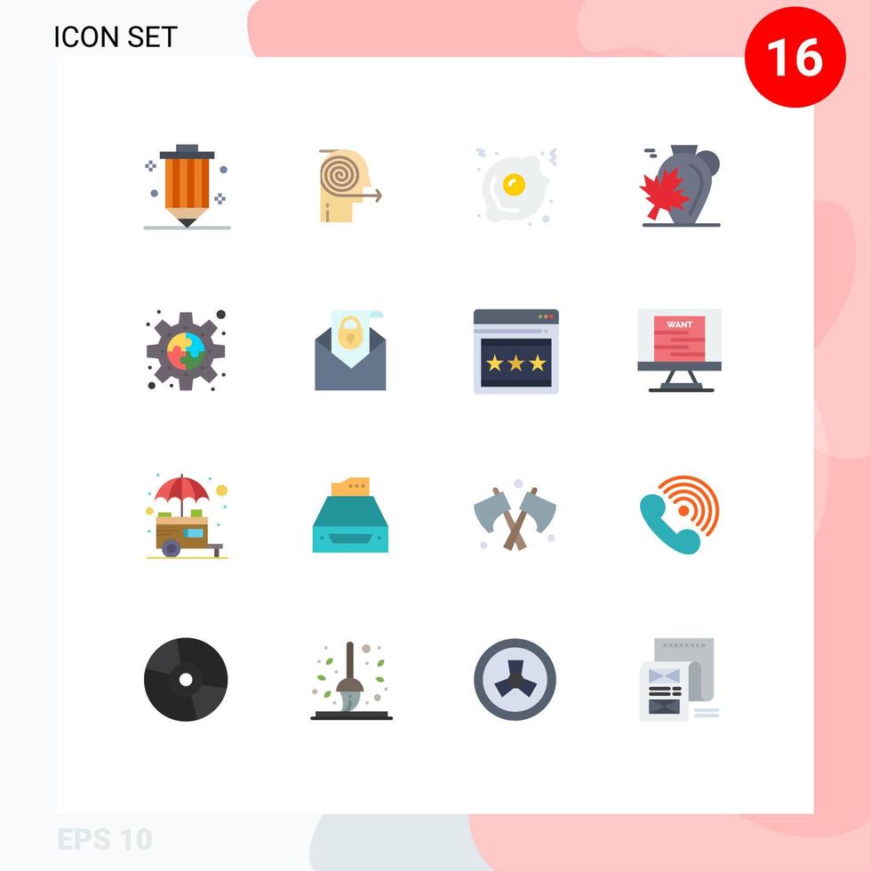 Set of 16 Modern UI Icons Symbols Signs for maple canada focus autumn food Editable Pack of Creative Vector Design Elements