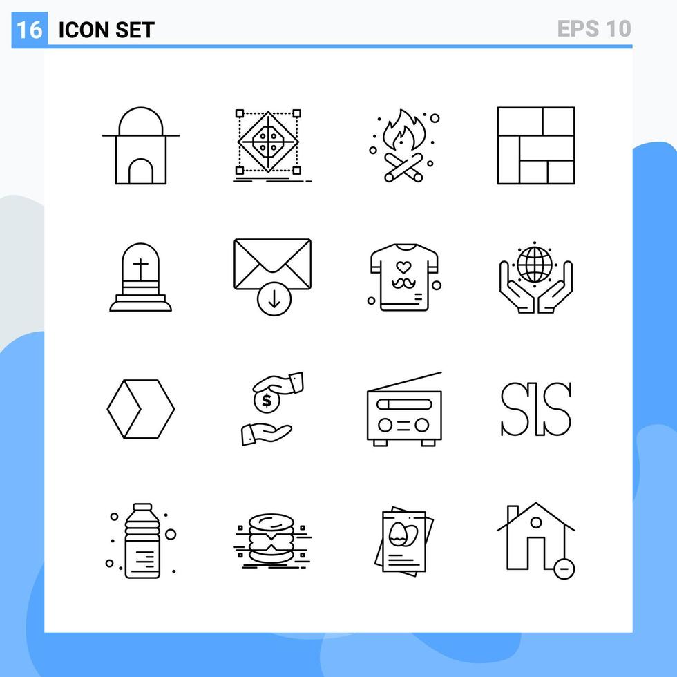 Modern 16 Line style icons Outline Symbols for general use Creative Line Icon Sign Isolated on White Background 16 Icons Pack Creative Black Icon vector background