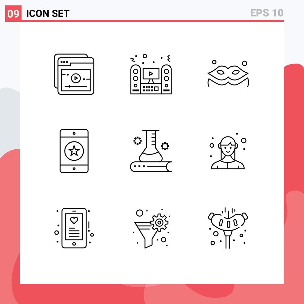 9 Outline concept for Websites Mobile and Apps science book phone costume mobile devices Editable Vector Design Elements