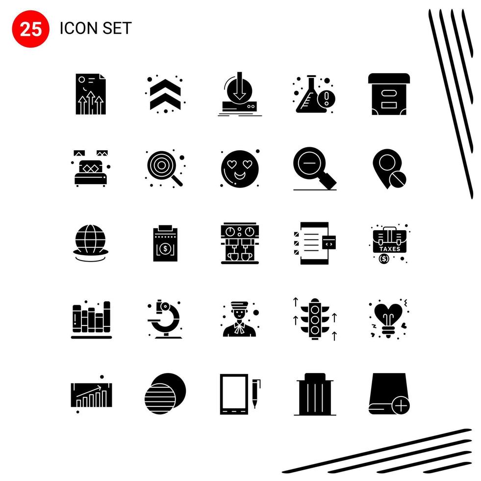 Collection of 25 Vector Icons in solid style Pixle Perfect Glyph Symbols for Web and Mobile Solid Icon Signs on White Background 25 Icons Creative Black Icon vector background