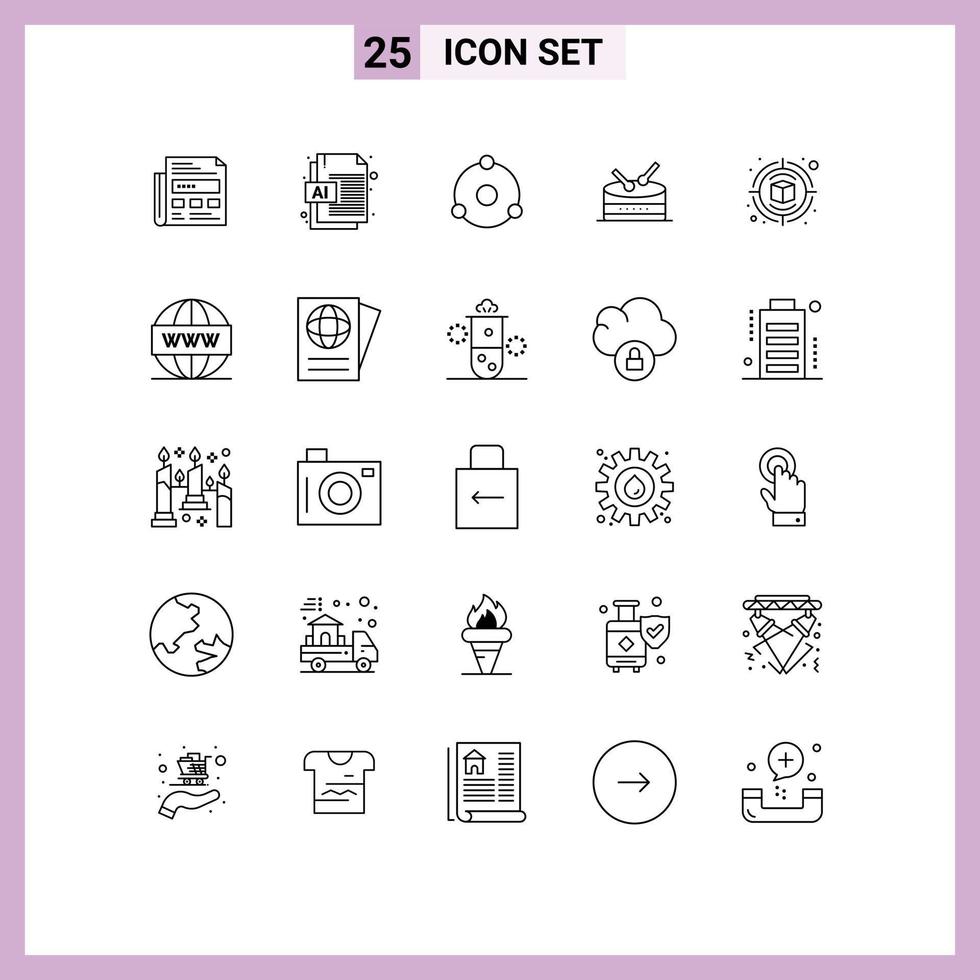 Line Pack of 25 Universal Symbols of engine design coin creative celebration Editable Vector Design Elements