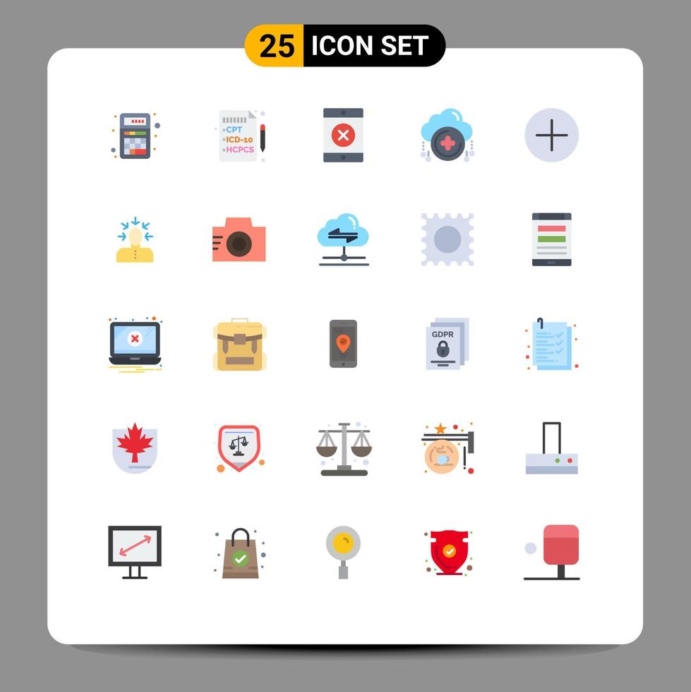 Universal Icon Symbols Group of 25 Modern Flat Colors of choice circle locked add new Editable Vector Design Elements