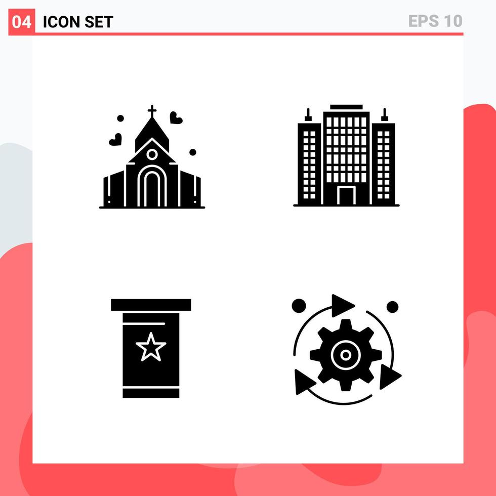 colección de 4 iconos vectoriales en estilo sólido símbolos de glifo moderno para web y móvil signo de icono sólido aislado sobre fondo blanco 4 iconos creativo fondo de vector de icono negro