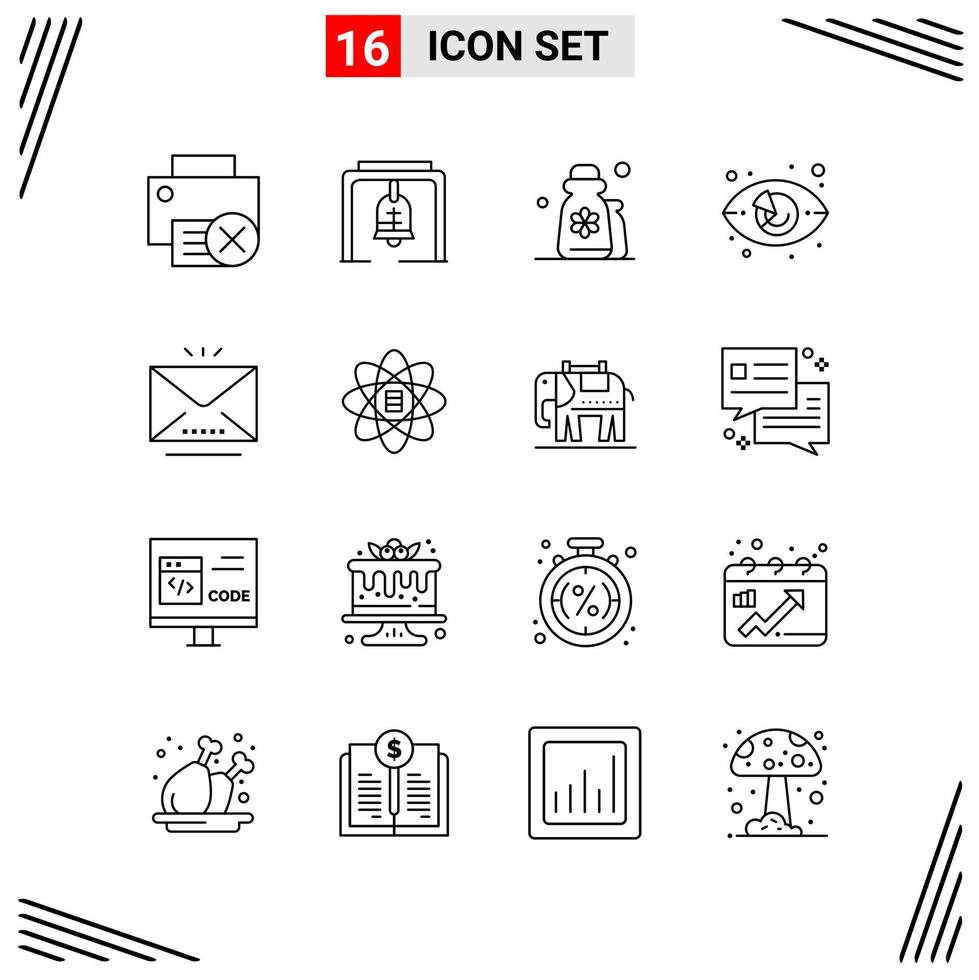 16 Icons Line Style Grid Based Creative Outline Symbols for Website Design Simple Line Icon Signs Isolated on White Background 16 Icon Set Creative Black Icon vector background