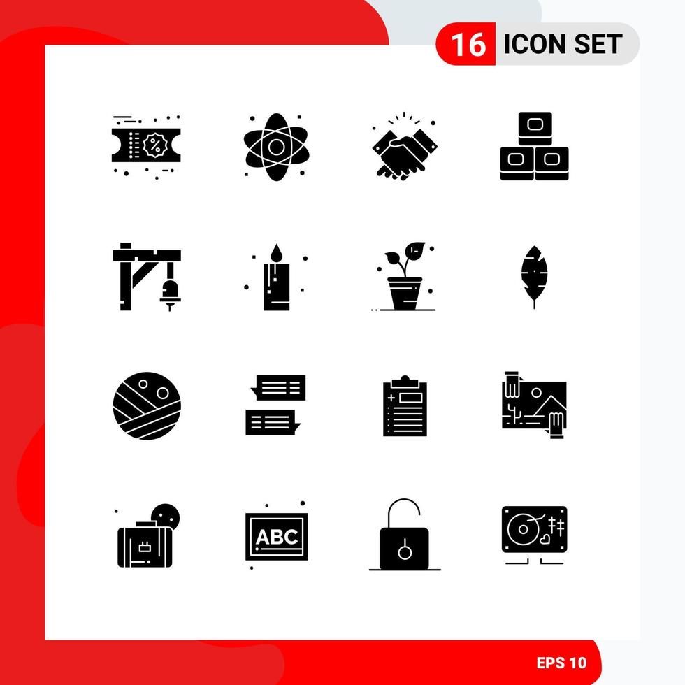 Mobile Interface Solid Glyph Set of 16 Pictograms of sign tamaki handshake sushi wishes Editable Vector Design Elements