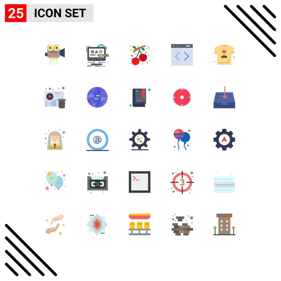 25 Thematic Vector Flat Colors and Editable Symbols of website management studio content holiday Editable Vector Design Elements