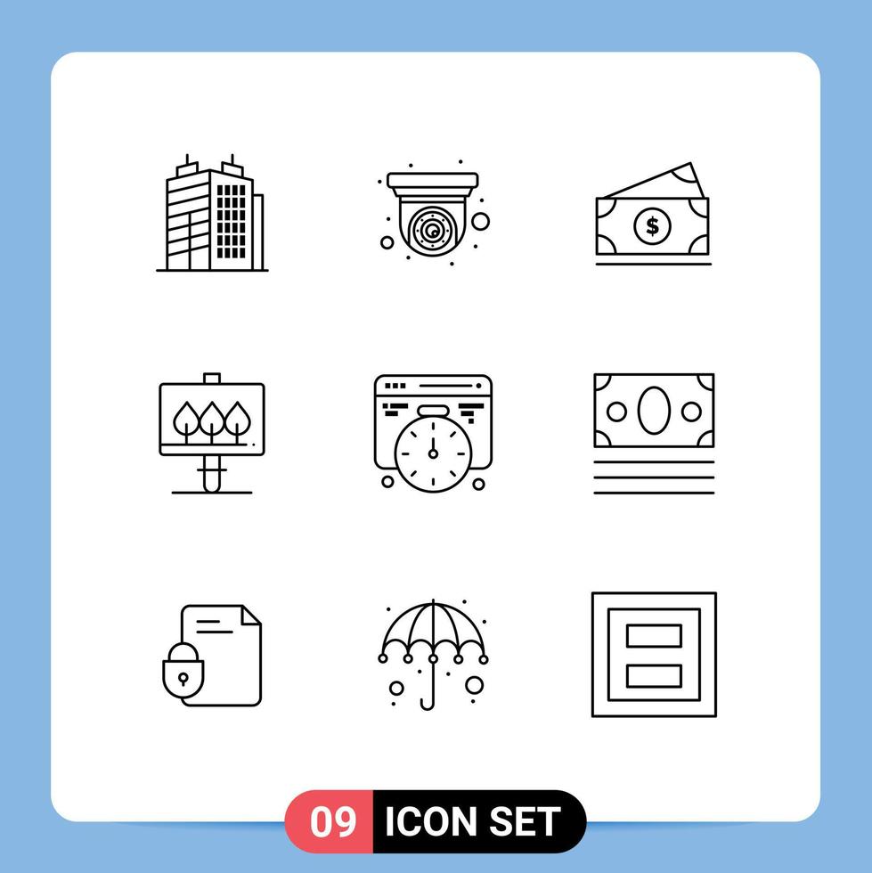 conjunto de 9 iconos de interfaz de usuario modernos signos de símbolos para el desarrollo de dinero web de comercio electrónico elementos de diseño vectorial editables vector