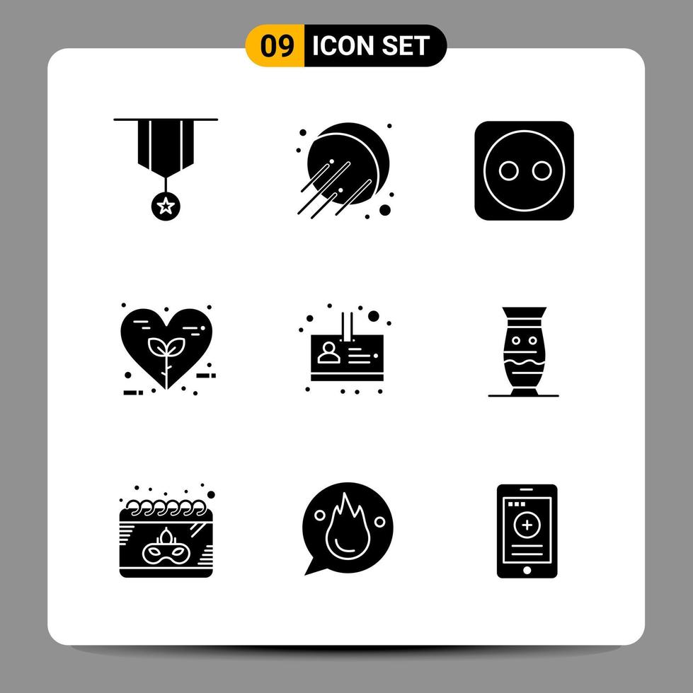 9 Black Icon Pack Glyph Symbols Signs for Responsive designs on white background 9 Icons Set Creative Black Icon vector background