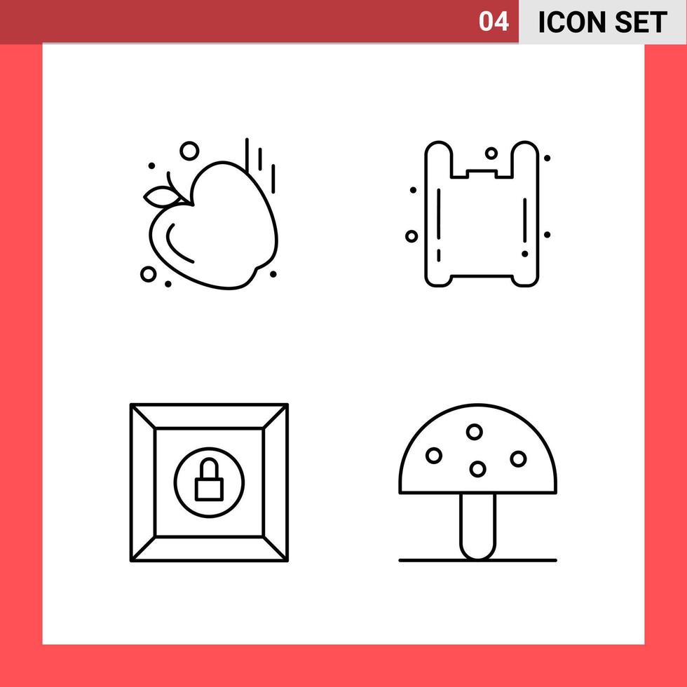 4 Icon Pack Line Style Outline Symbols on White Background Simple Signs for general designing Creative Black Icon vector background