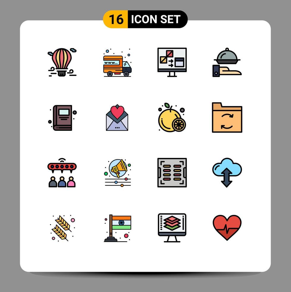 16 Creative Icons Modern Signs and Symbols of serving line domain food develop Editable Creative Vector Design Elements