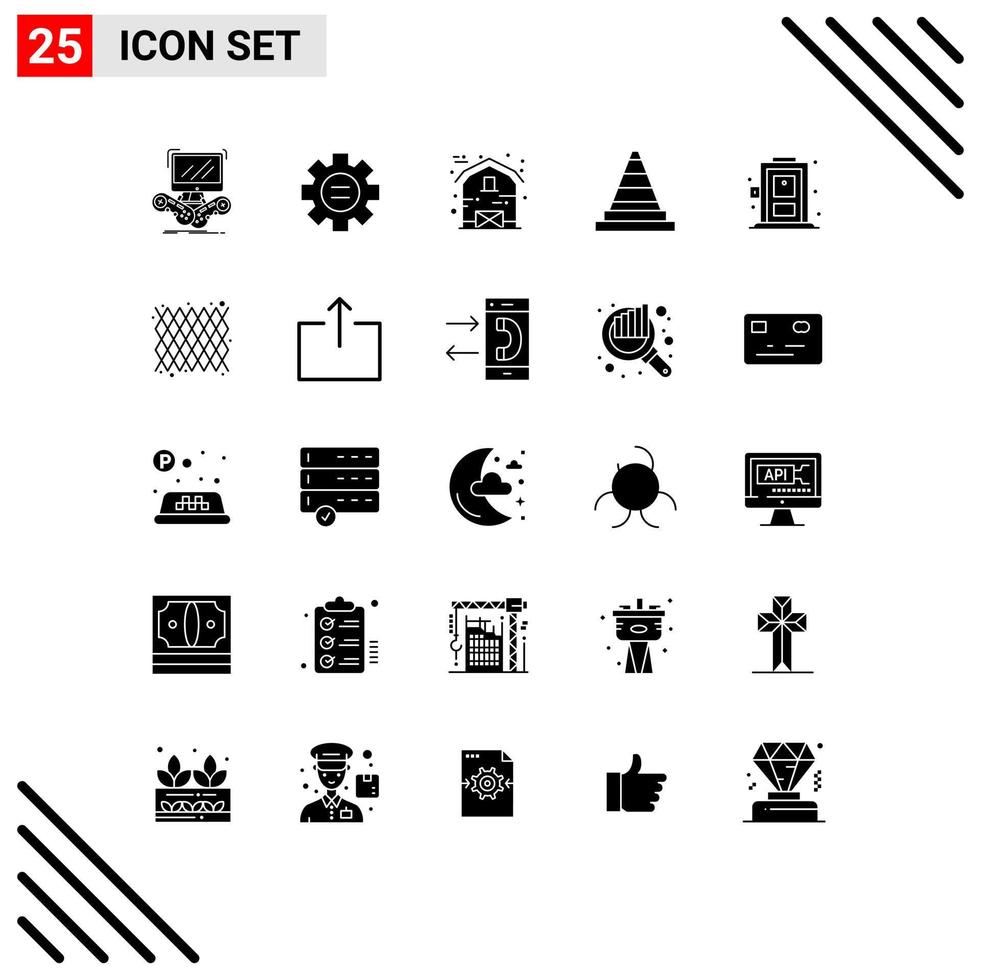 Modern Set of 25 Solid Glyphs Pictograph of home signaling gear construction thanksgiving Editable Vector Design Elements