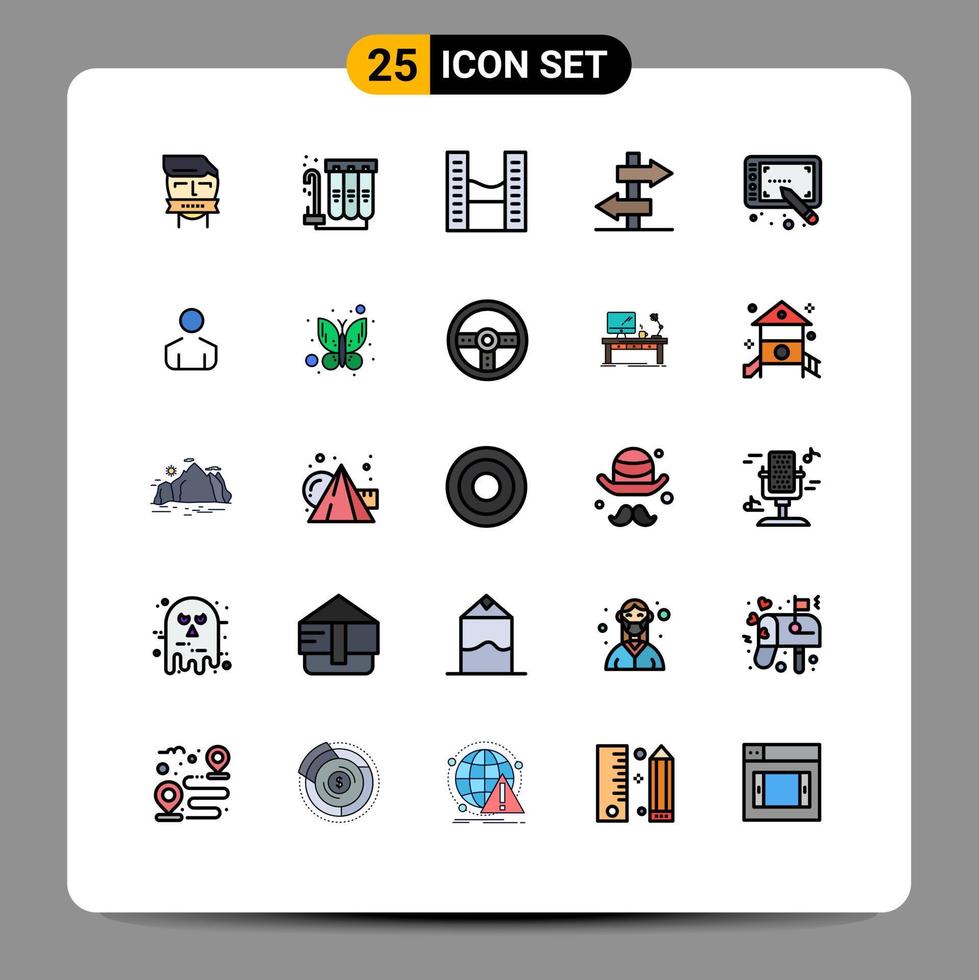 conjunto de 25 iconos de ui modernos símbolos signos para stylus viaje signo de agua torres gemelas elementos de diseño vectorial editables vector