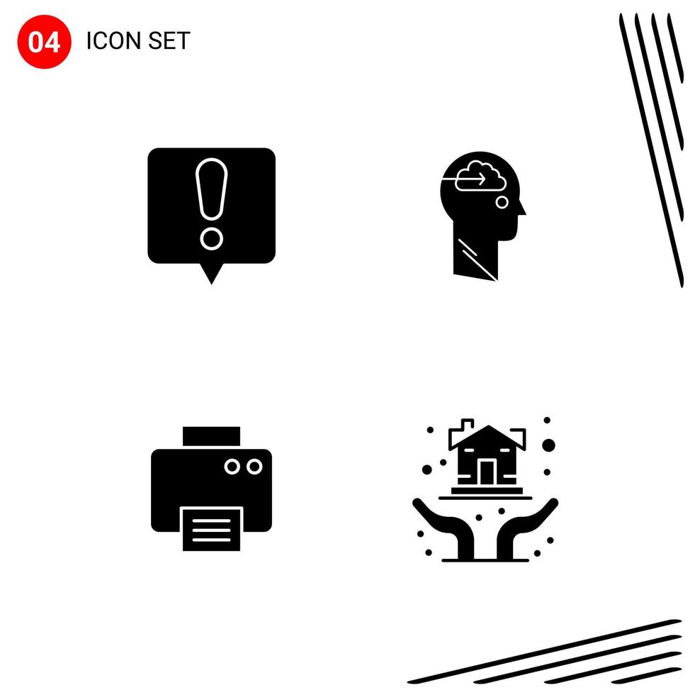 Collection of 4 Vector Icons in solid style Pixle Perfect Glyph Symbols for Web and Mobile Solid Icon Signs on White Background 4 Icons Creative Black Icon vector background