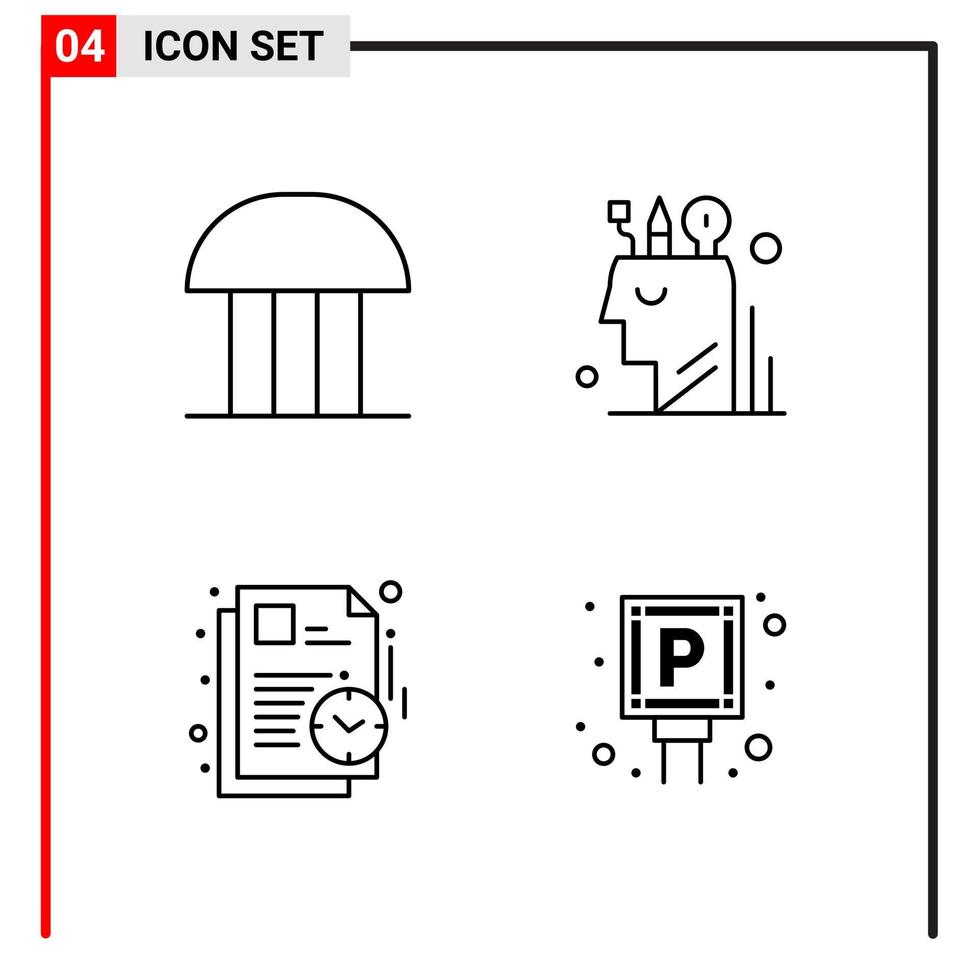 4 General Icons for website design print and mobile apps 4 Outline Symbols Signs Isolated on White Background 4 Icon Pack Creative Black Icon vector background