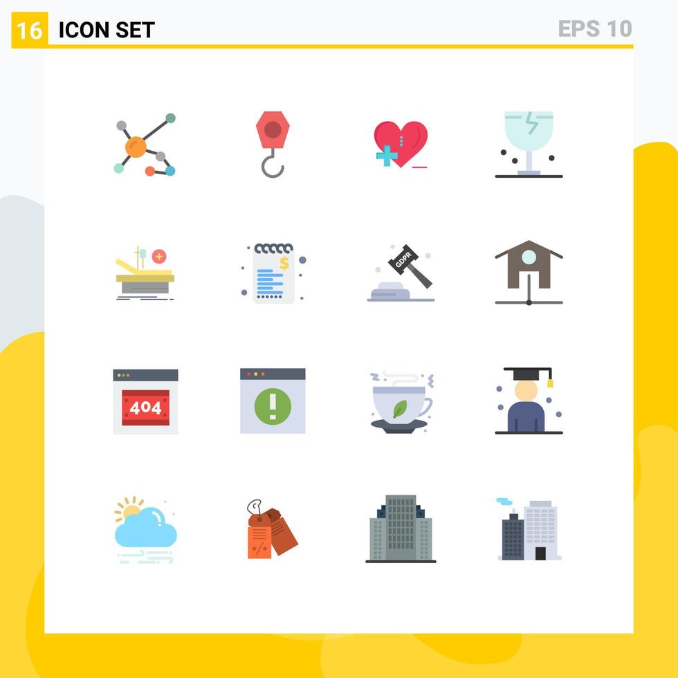 Pictogram Set of 16 Simple Flat Colors of operation logistic love fragile caution Editable Pack of Creative Vector Design Elements