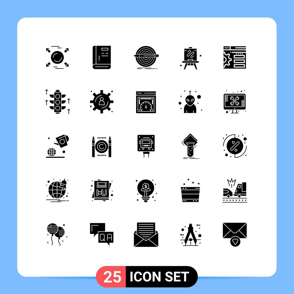 25 Universal Solid Glyphs Set for Web and Mobile Applications design hobbies support easel set Editable Vector Design Elements