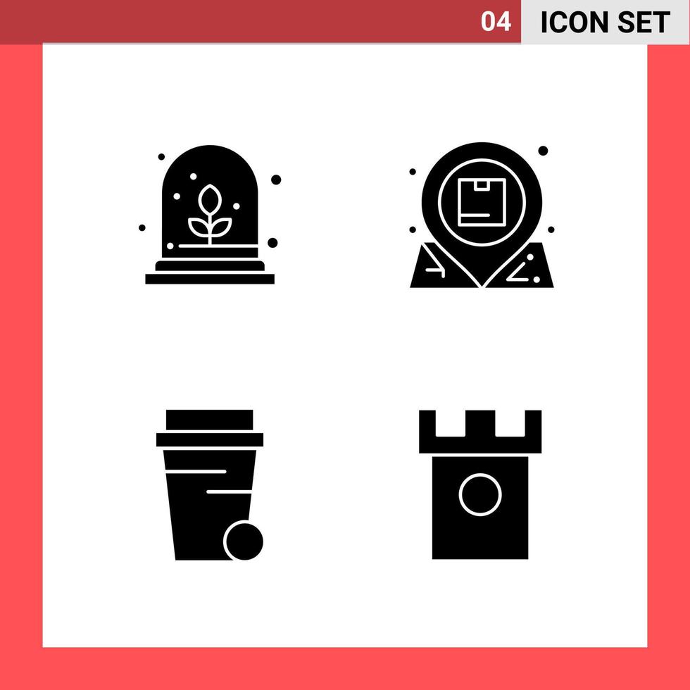 paquete de 4 iconos símbolos de glifo de estilo sólido sobre fondo blanco signos simples para el diseño general fondo de vector de icono negro creativo