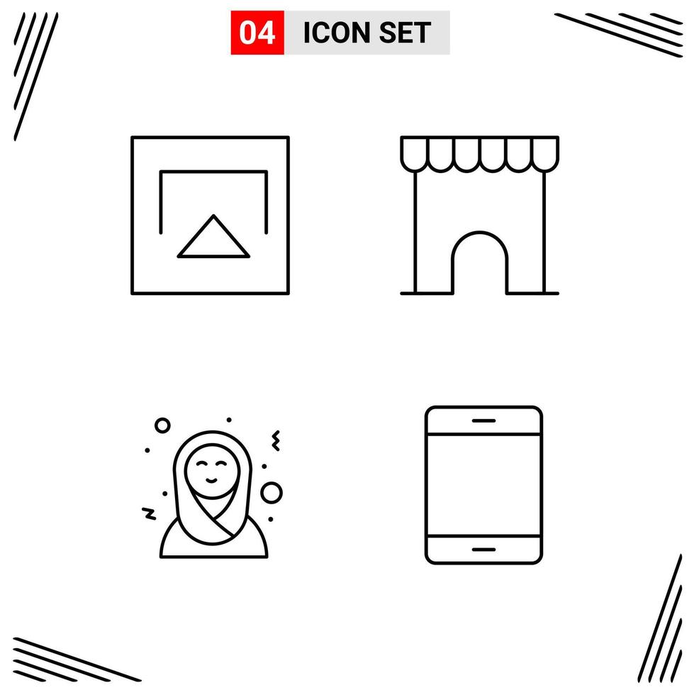 4 Icons Line Style Grid Based Creative Outline Symbols for Website Design Simple Line Icon Signs Isolated on White Background 4 Icon Set Creative Black Icon vector background