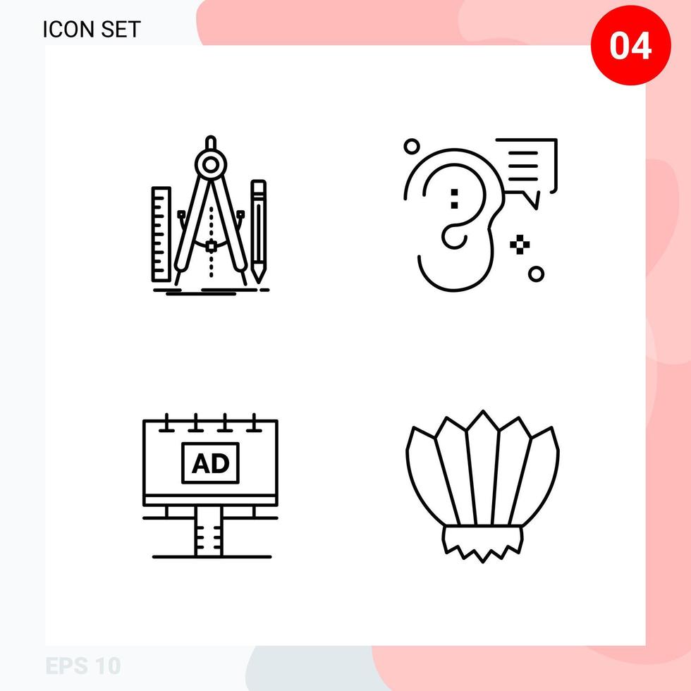 paquete de vectores de 4 iconos en estilo de línea paquete de contorno creativo aislado en fondo blanco para web y móvil fondo de vector de icono negro creativo