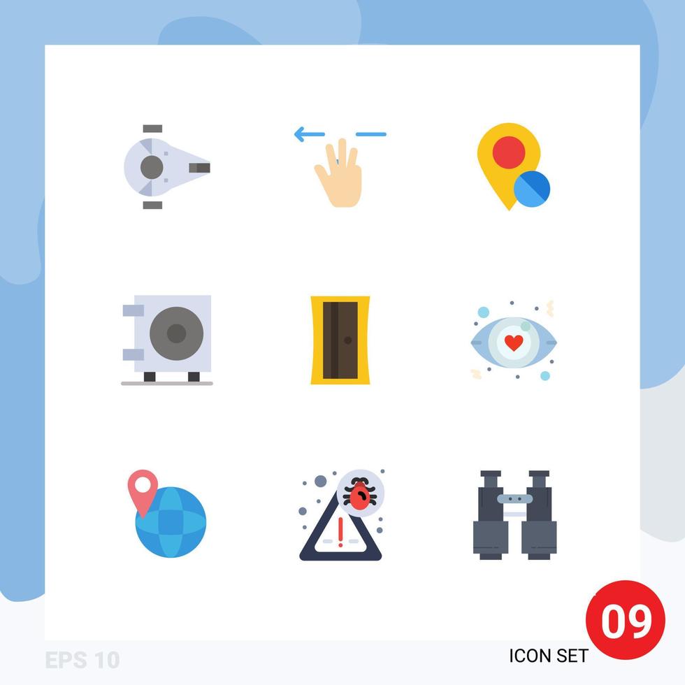 9 Flat Color concept for Websites Mobile and Apps education money three fingers cash pin Editable Vector Design Elements