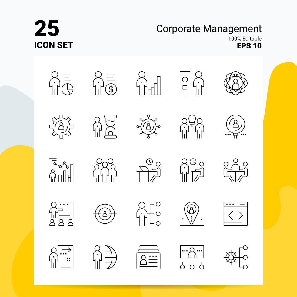 25 Corporate Management Icon Set 100 Editable EPS 10 Files Business Logo Concept Ideas Line icon design vector