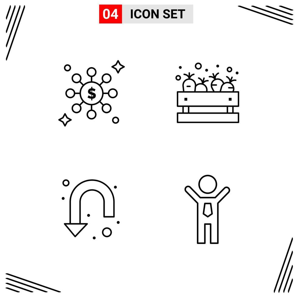 4 Icons Line Style Grid Based Creative Outline Symbols for Website Design Simple Line Icon Signs Isolated on White Background 4 Icon Set Creative Black Icon vector background