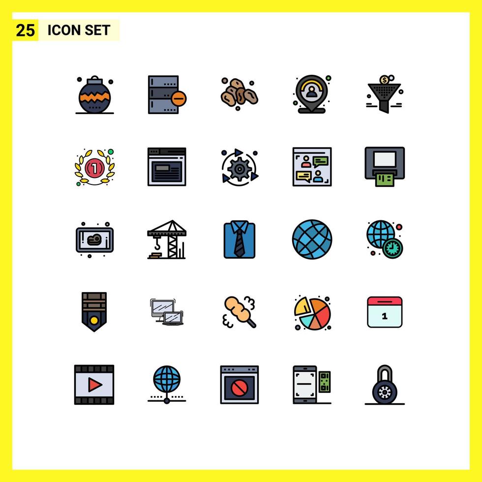 Stock Vector Icon Pack of 25 Line Signs and Symbols for person map database location holy Editable Vector Design Elements