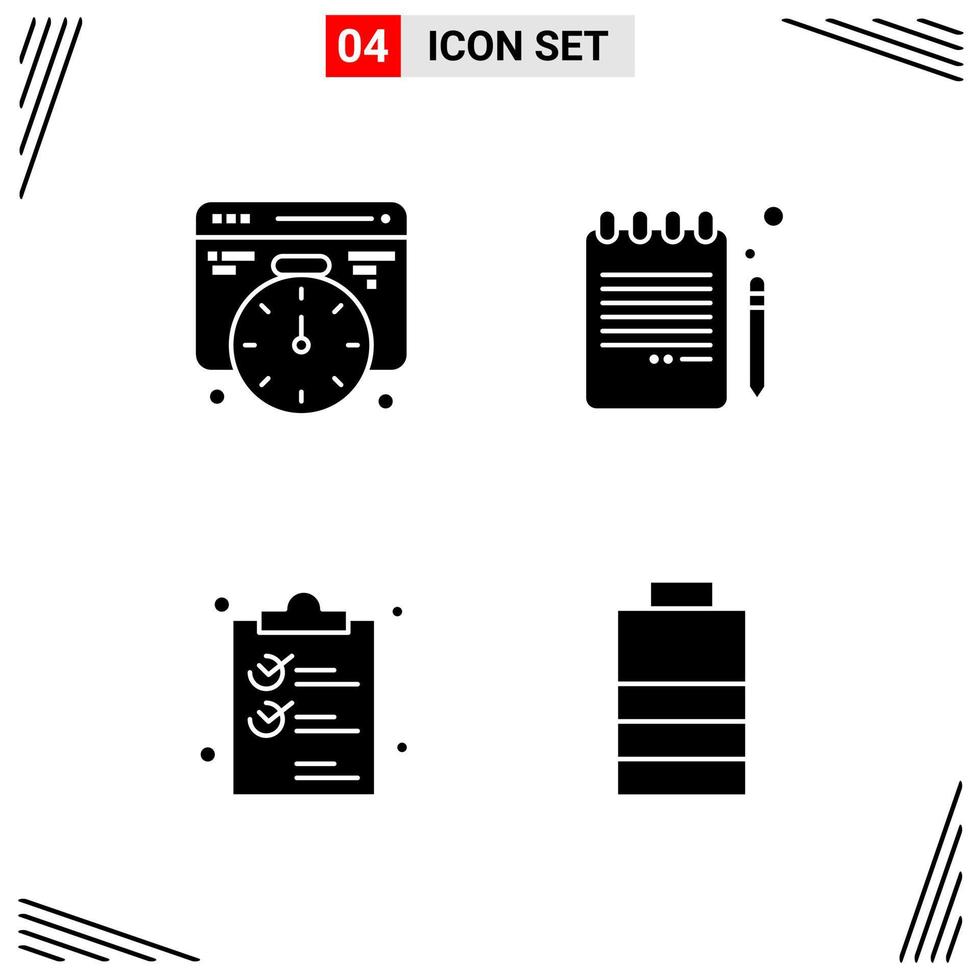 4 Icons Solid Style Grid Based Creative Glyph Symbols for Website Design Simple Solid Icon Signs Isolated on White Background 4 Icon Set Creative Black Icon vector background