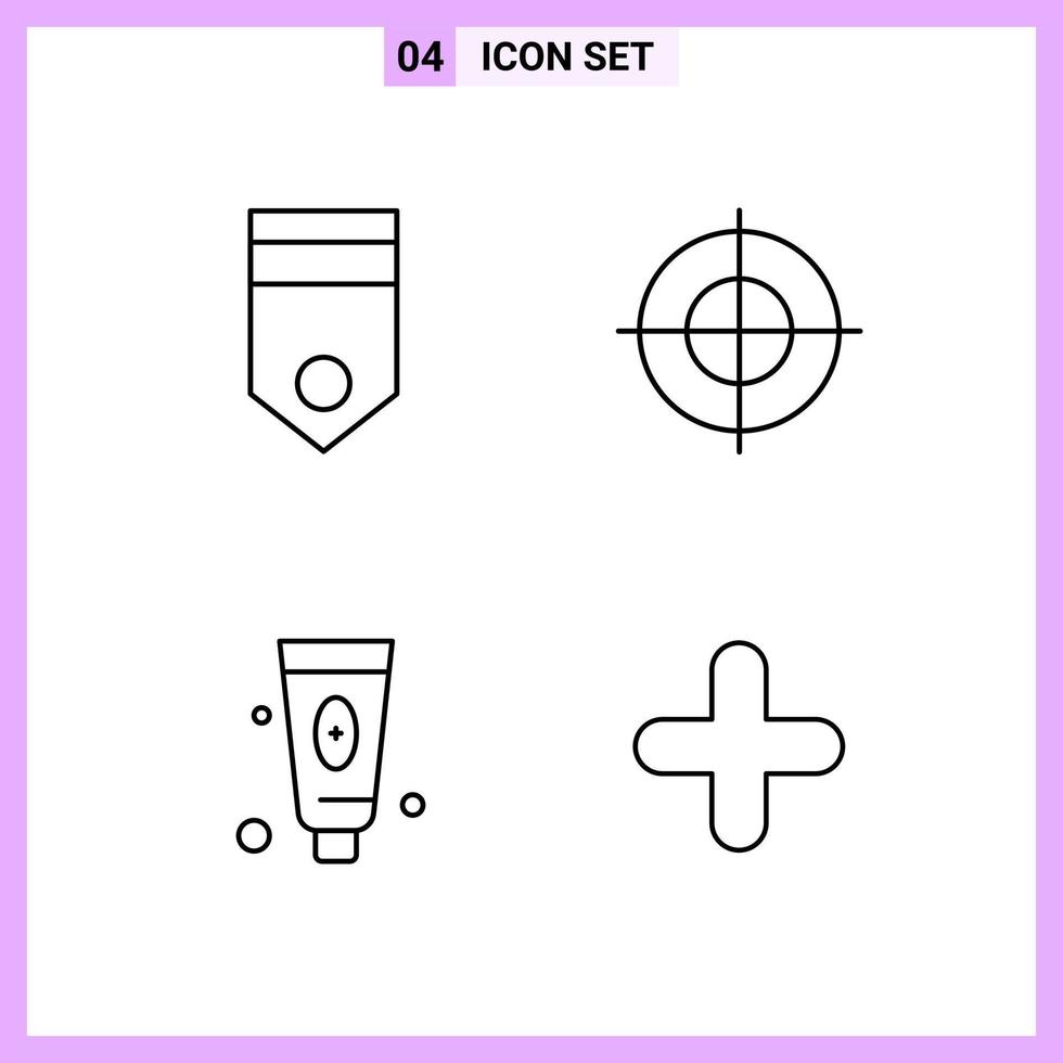 4 Icons in Line Style Outline Symbols on White Background Creative Vector Signs for Web mobile and Print Creative Black Icon vector background