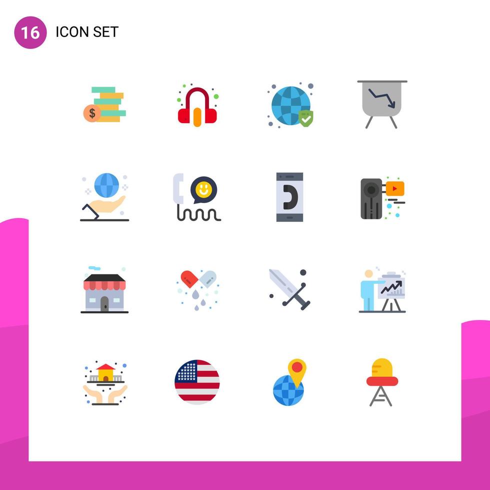 Universal Icon Symbols Group of 16 Modern Flat Colors of globe business globe performance board Editable Pack of Creative Vector Design Elements