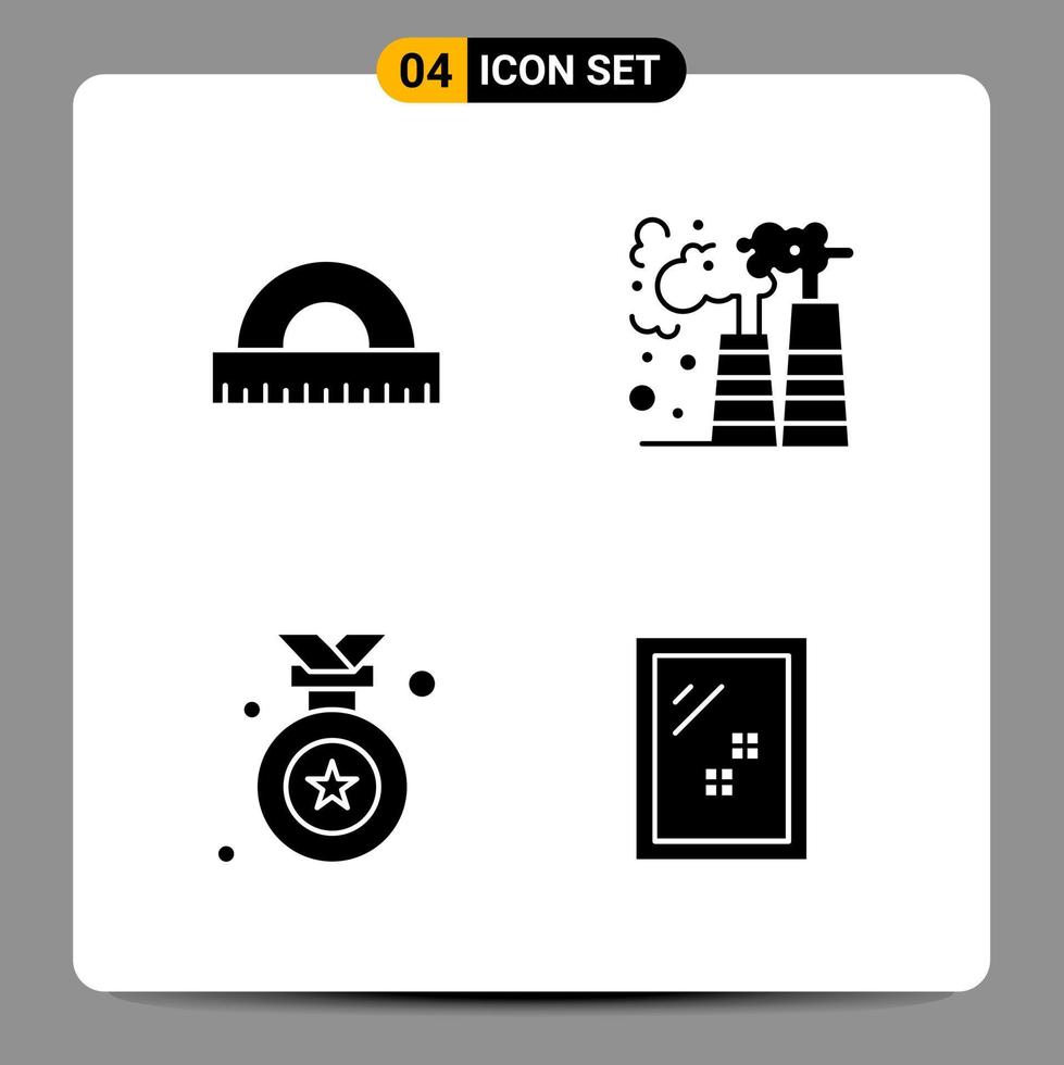 4 Black Icon Pack Glyph Symbols Signs for Responsive designs on white background 4 Icons Set Creative Black Icon vector background