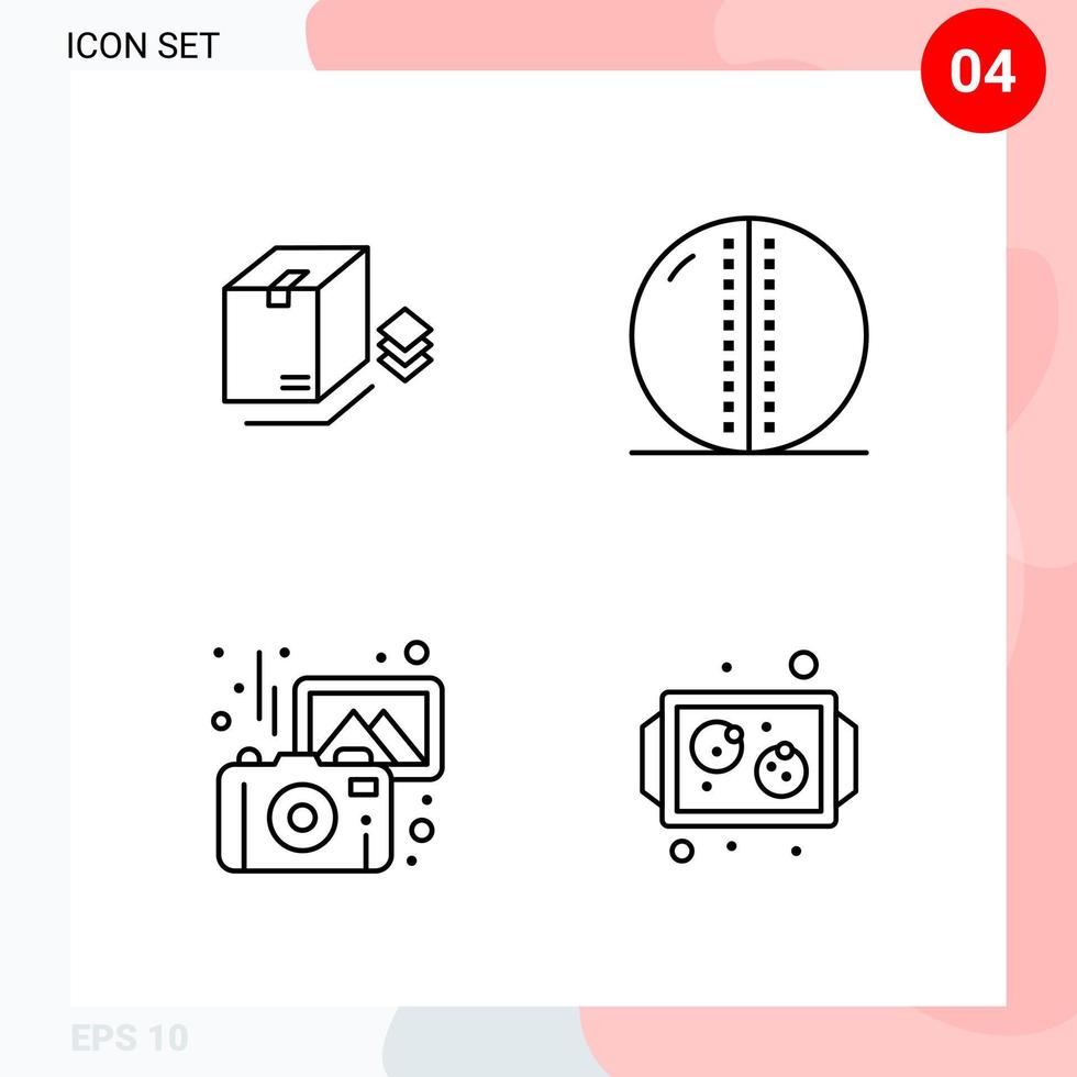 Vector Pack of 4 Icons in Line Style Creative Outline Pack isolated on White Background for Web and Mobile Creative Black Icon vector background