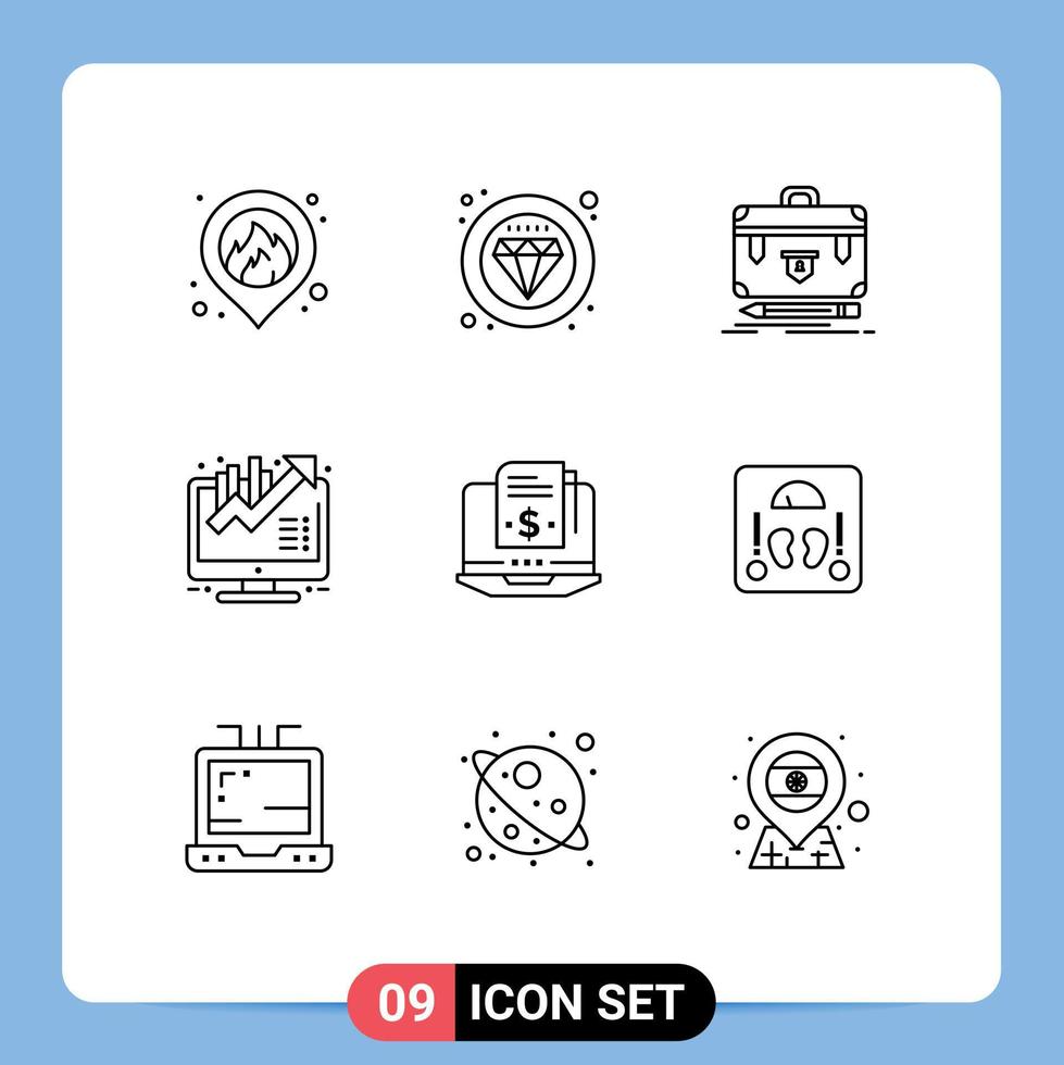 Set of 9 Commercial Outlines pack for model growth business concept business Editable Vector Design Elements