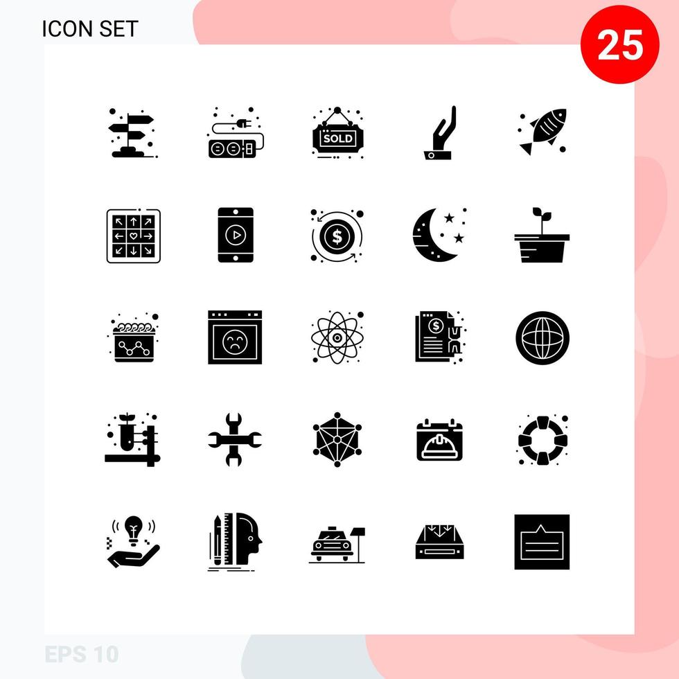 Set of 25 Modern UI Icons Symbols Signs for food medical estate share alms Editable Vector Design Elements