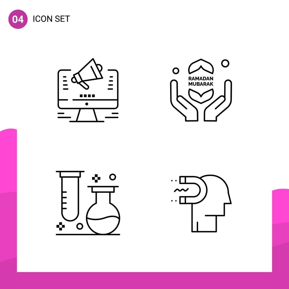 Outline Icon set Pack of 4 Line Icons isolated on White Background for responsive Website Design Print and Mobile Applications Creative Black Icon vector background