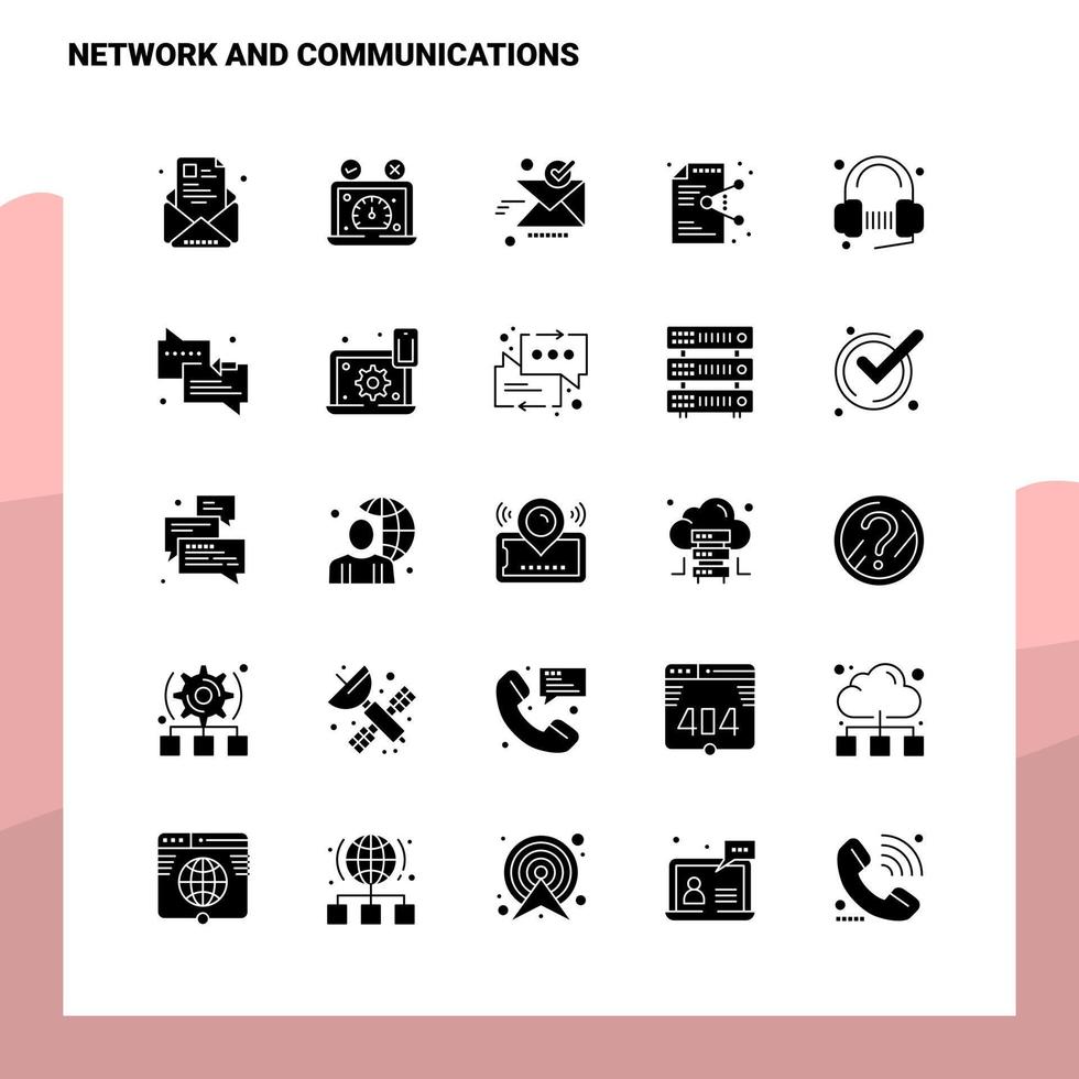 25 Network And Communications Icon set Solid Glyph Icon Vector Illustration Template For Web and Mobile Ideas for business company