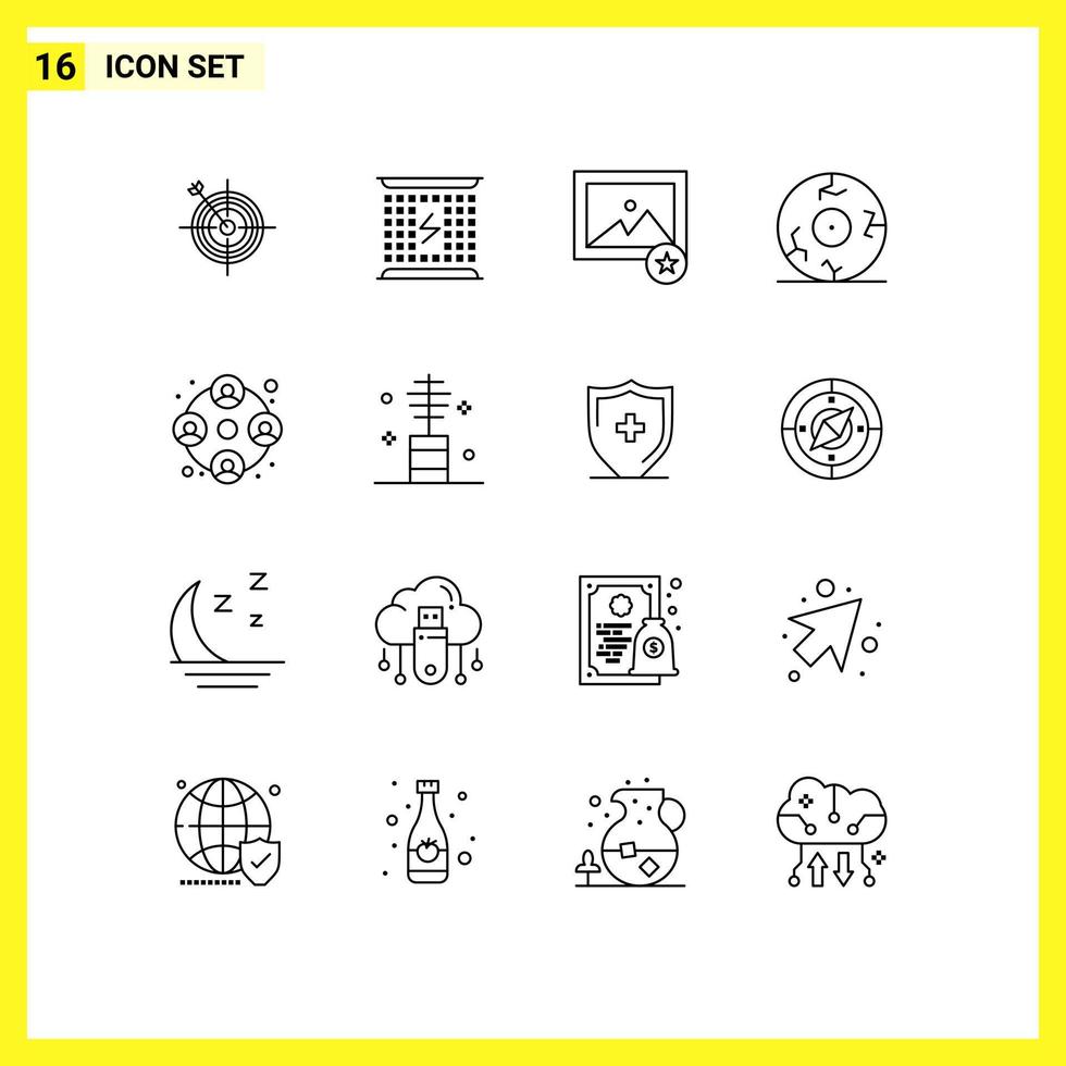 16 Universal Outlines Set for Web and Mobile Applications people halloween electromagnetic fear photo Editable Vector Design Elements